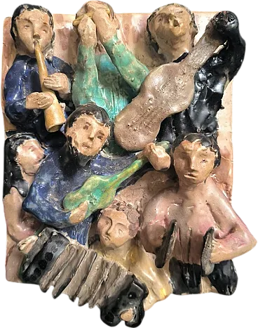 Sculpture The jazzists Italian artist ceramic, 60s