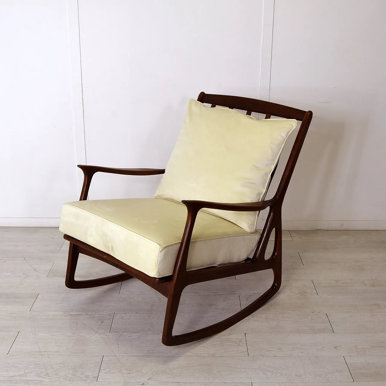 Milanese School wooden rocking armchair, 1960s 1