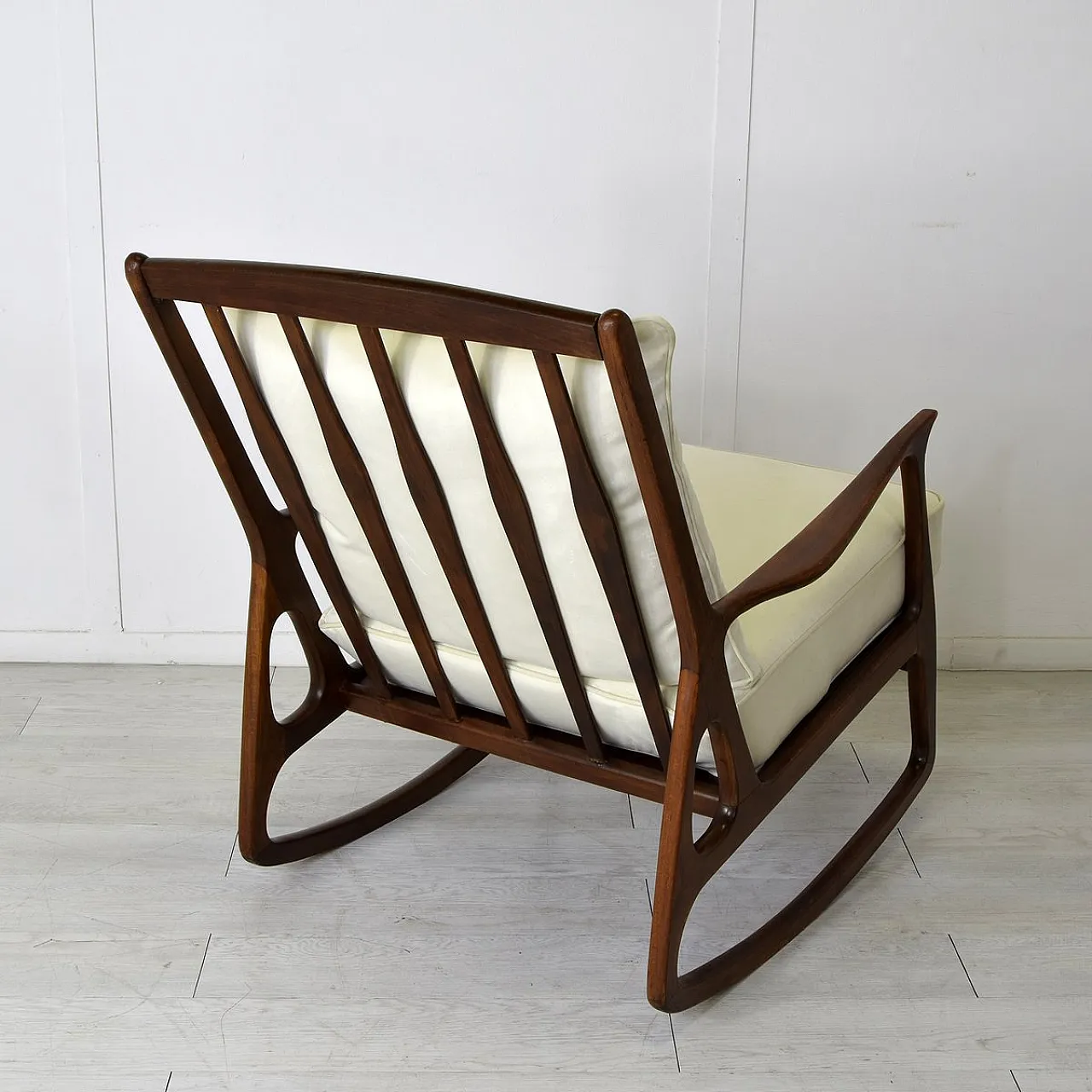 Milanese School wooden rocking armchair, 1960s 4