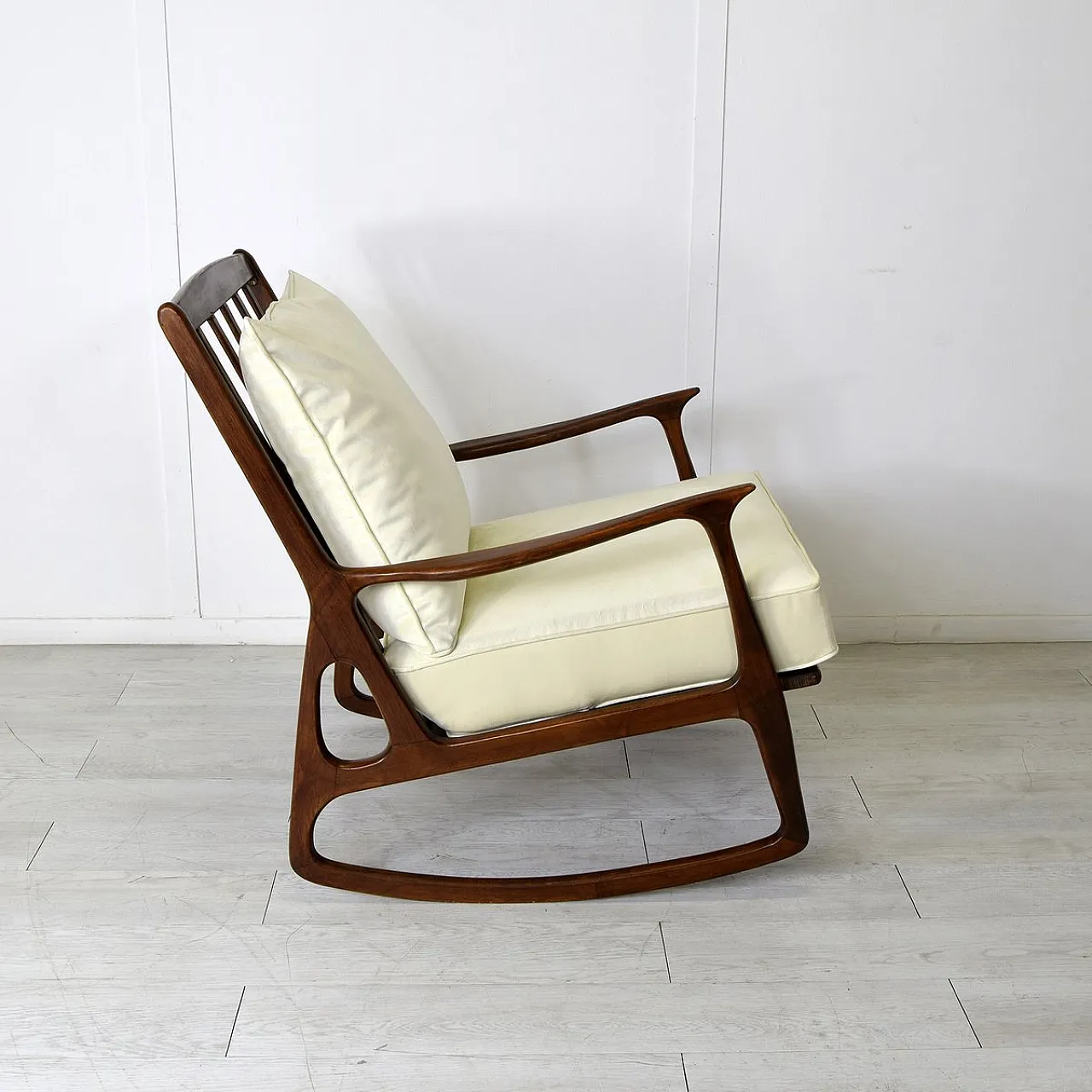 Milanese School wooden rocking armchair, 1960s 5