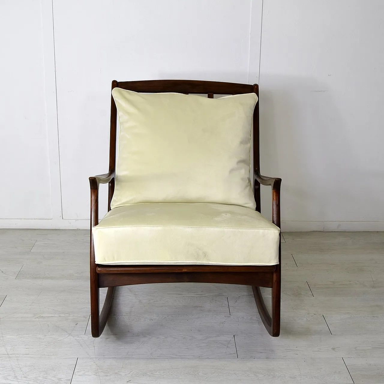 Milanese School wooden rocking armchair, 1960s 6