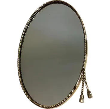 Oval brass mirror surrounded by a rope, 1940s