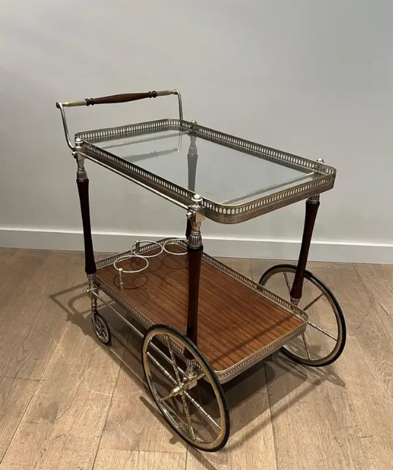 Carrello in mogano e ottone di Maison Jansen, anni '40 2