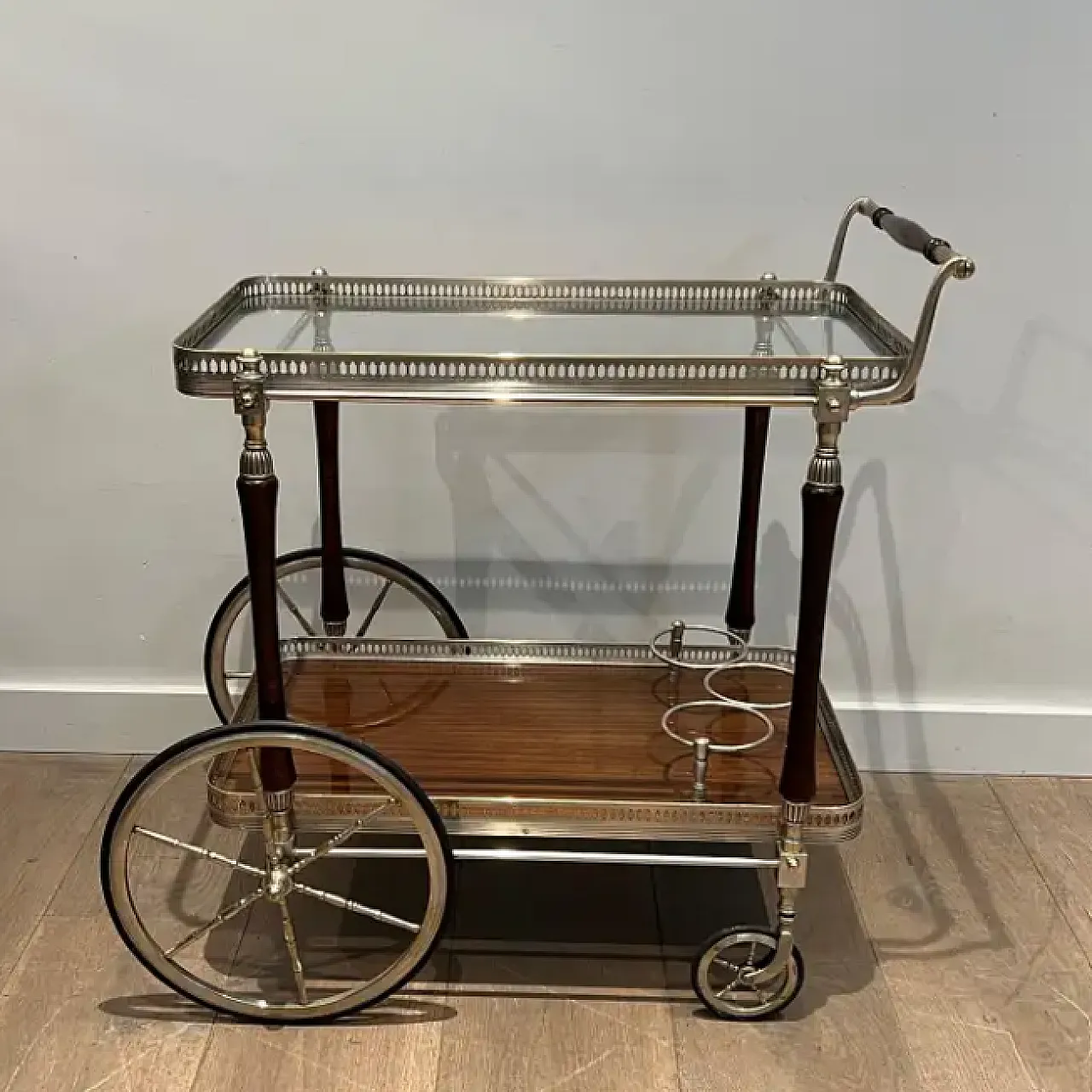 Carrello in mogano e ottone di Maison Jansen, anni '40 11