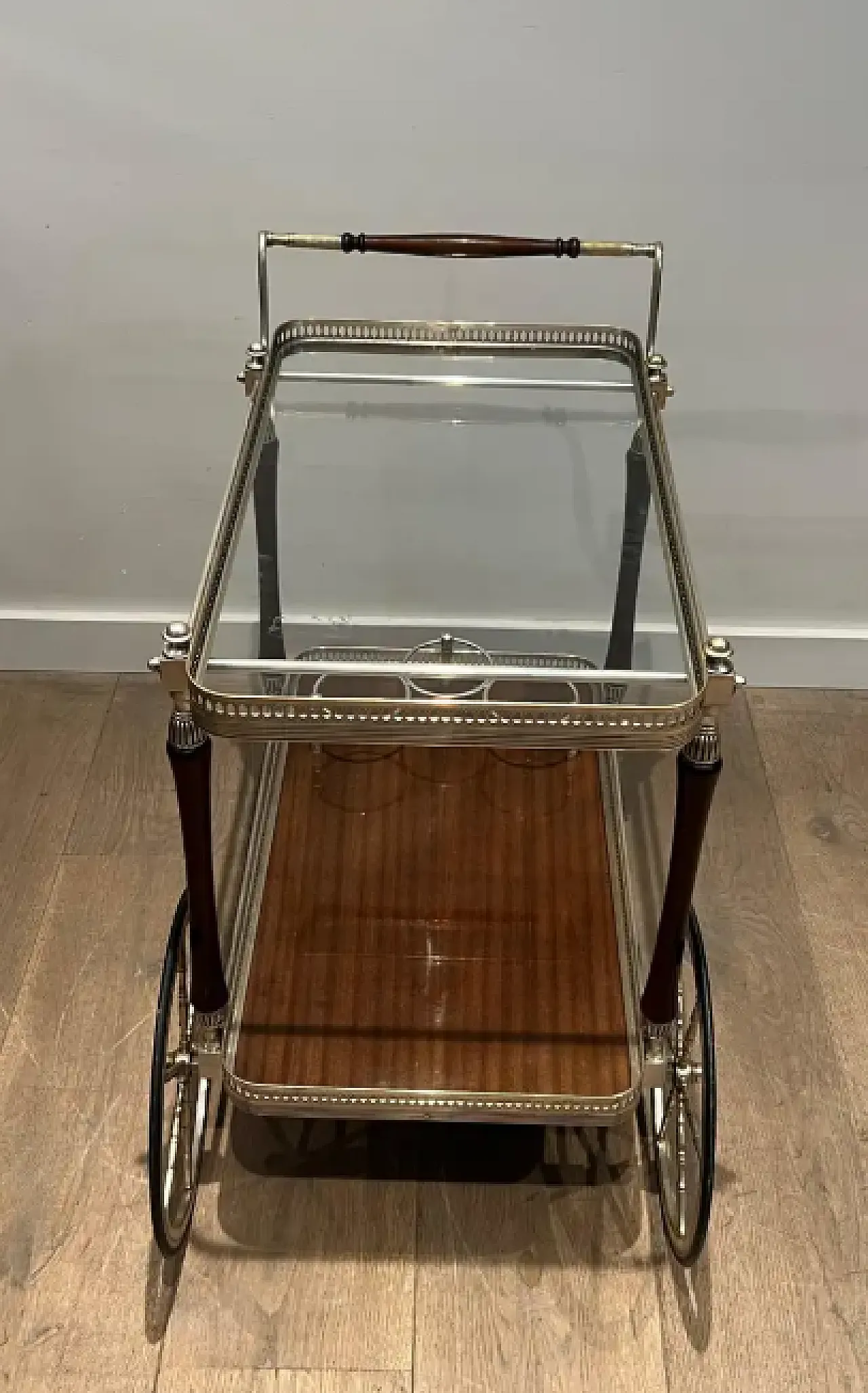 Carrello in mogano e ottone di Maison Jansen, anni '40 13