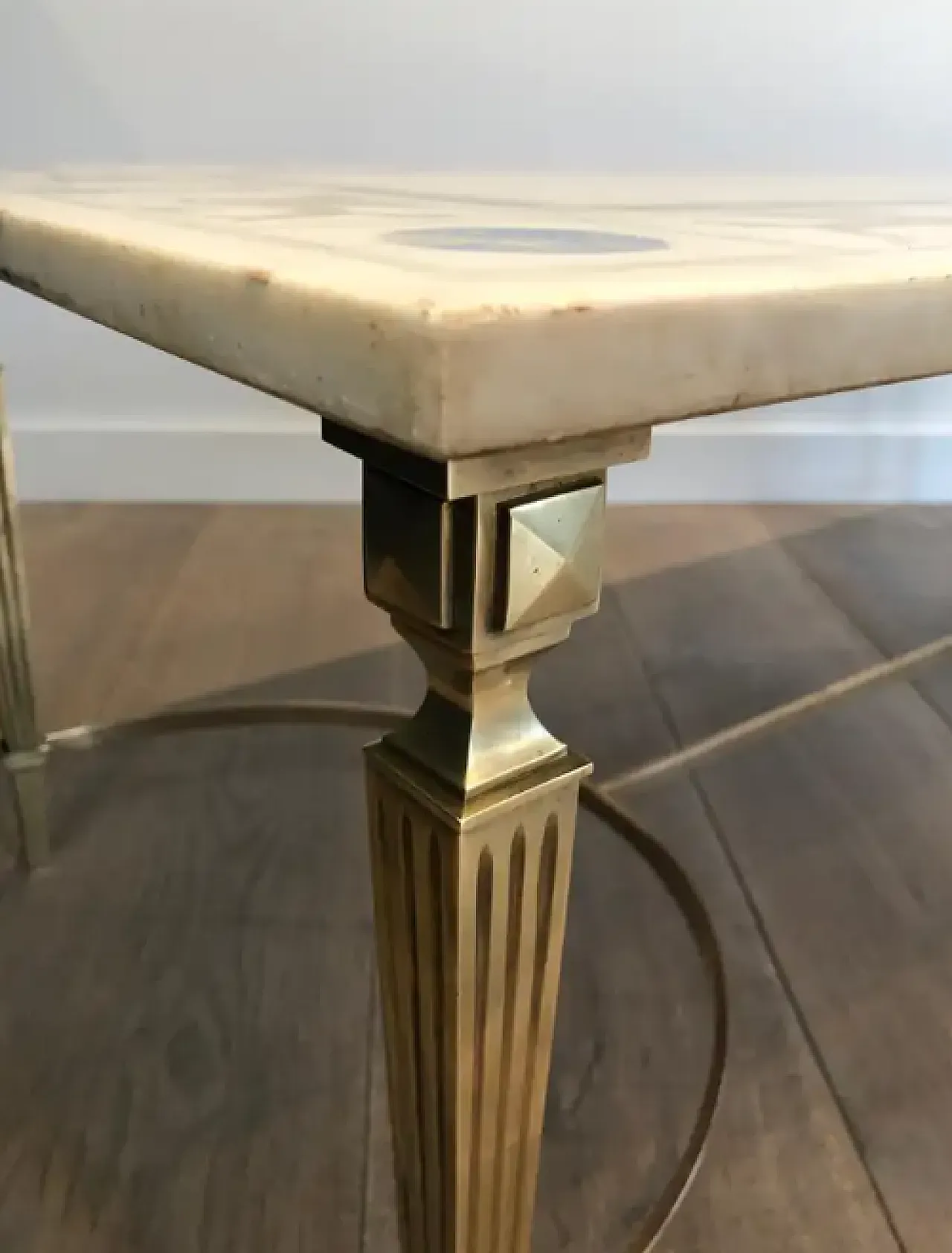 Coffee table in bronze and brass with marble top, 1940s 12