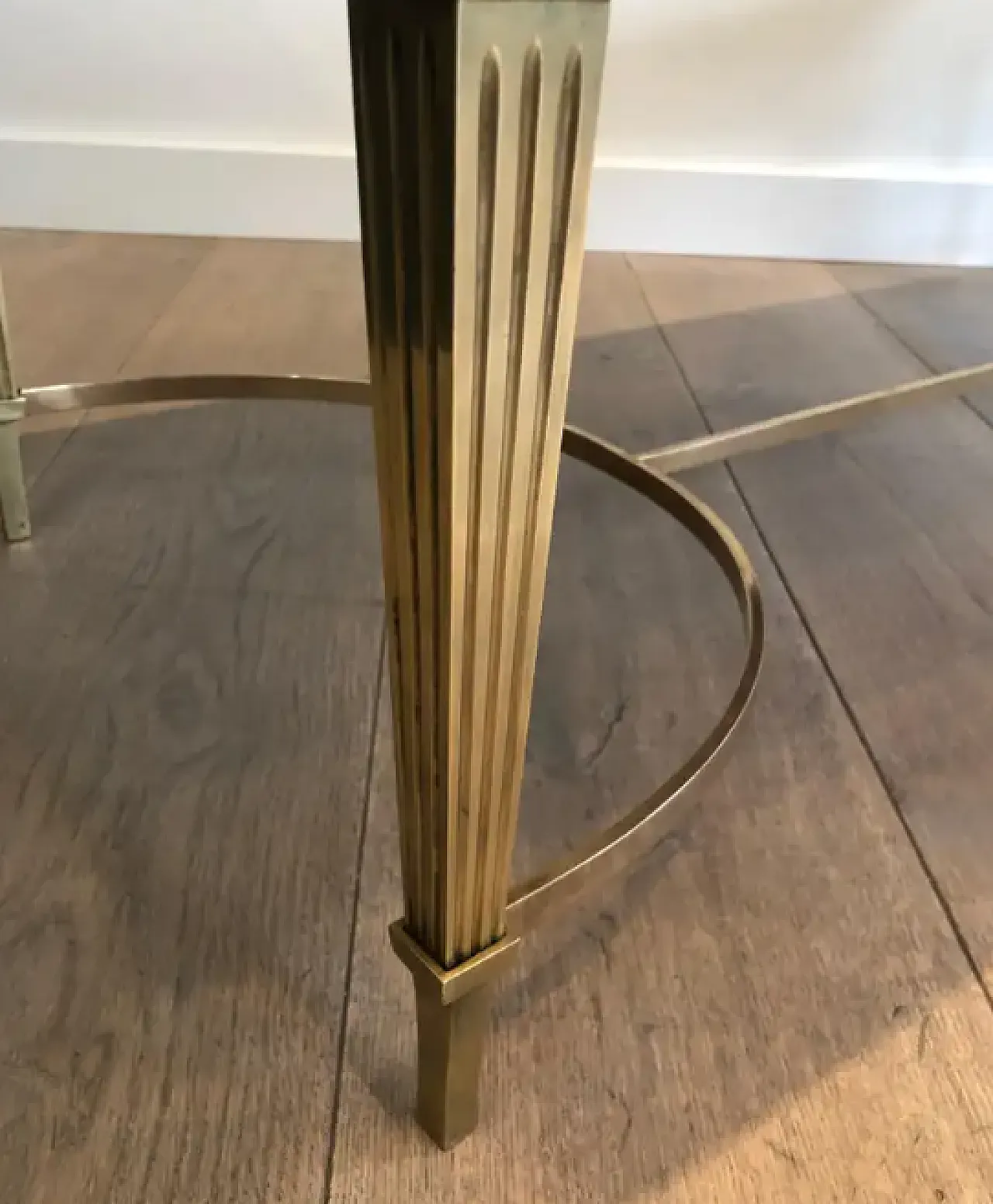 Coffee table in bronze and brass with marble top, 1940s 13