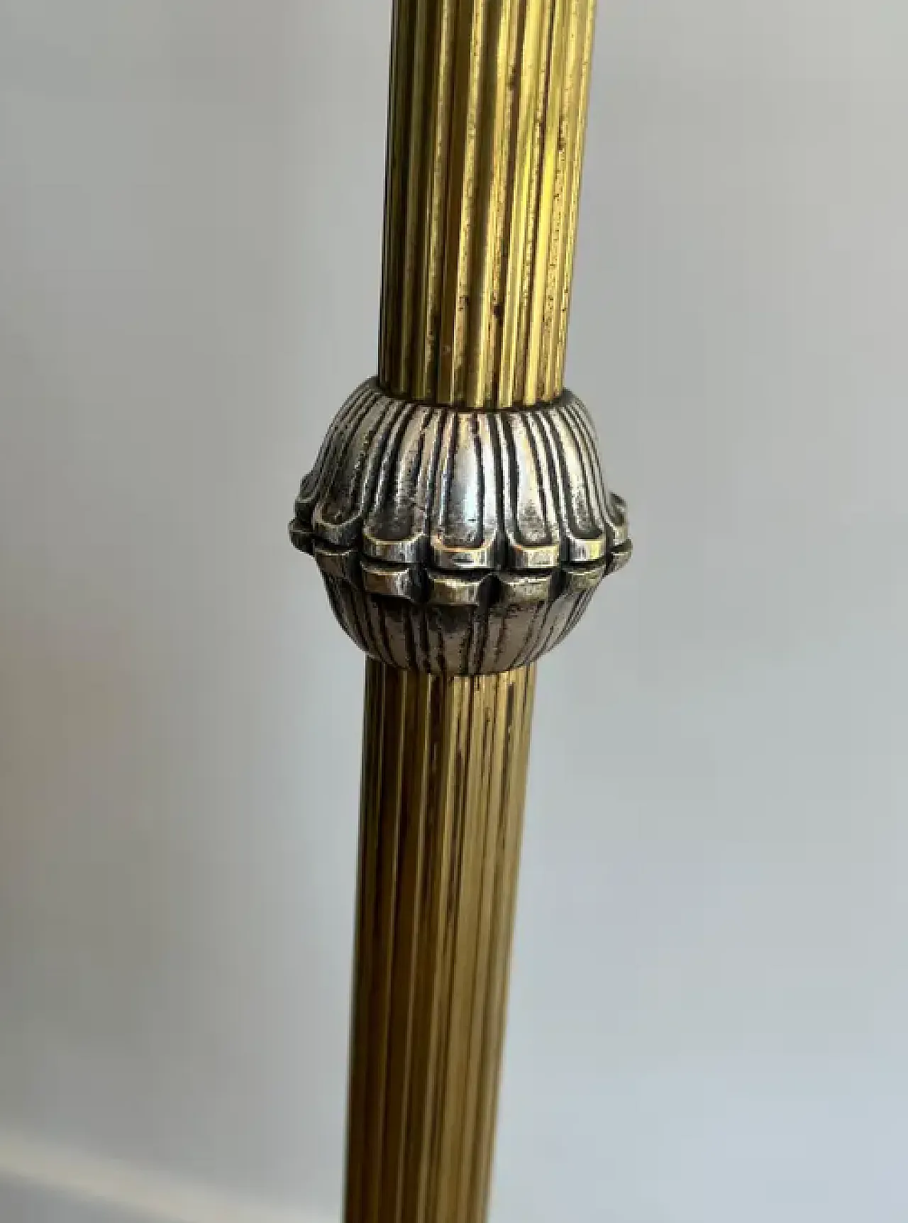 Pair of brushed steel & brass floor lamp, 1940s 13