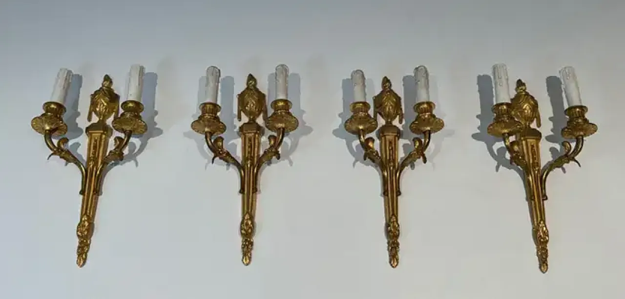 4 bronze wall lamps in Louis XVI style, 1940s 2