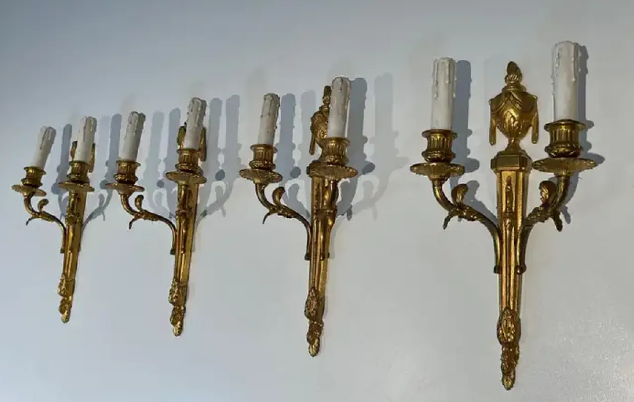 4 bronze wall lamps in Louis XVI style, 1940s 3