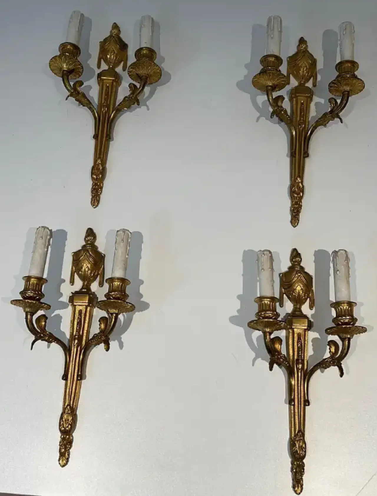 4 bronze wall lamps in Louis XVI style, 1940s 11