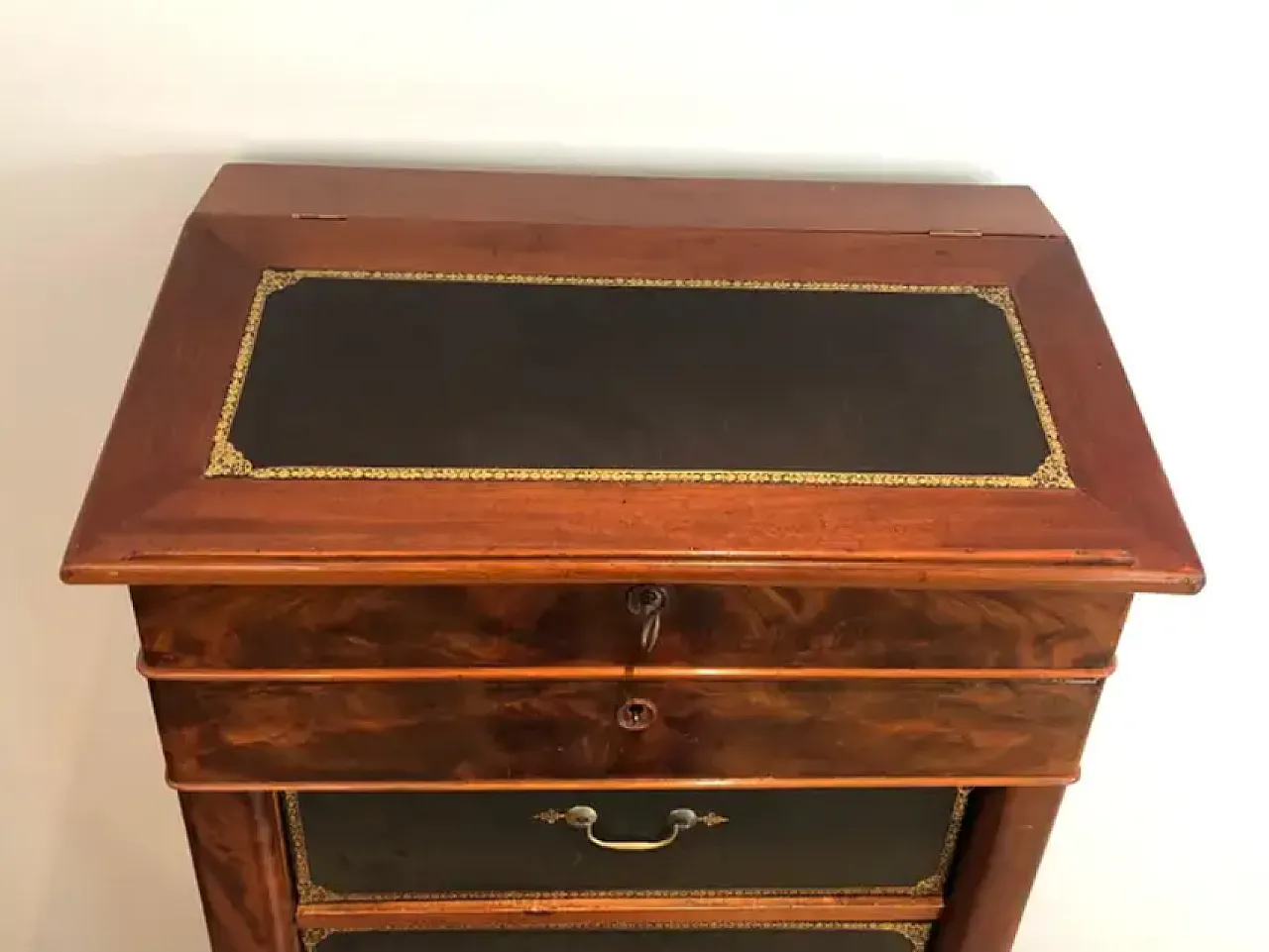 Mahogany and leather notary furniture, 1950s 4