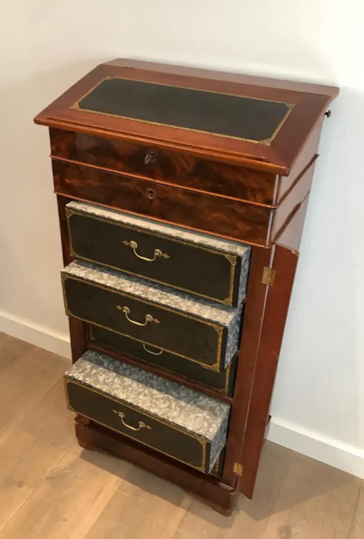 Mahogany and leather notary furniture, 1950s 6