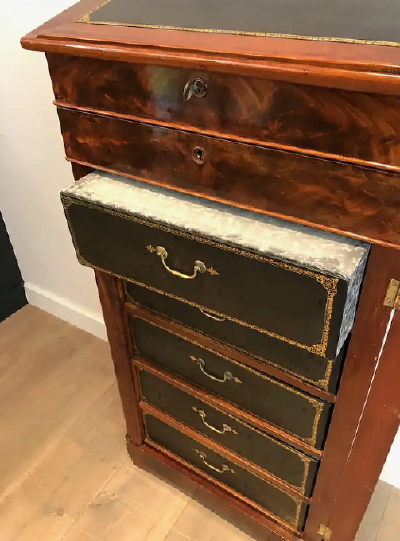 Mahogany and leather notary furniture, 1950s 9