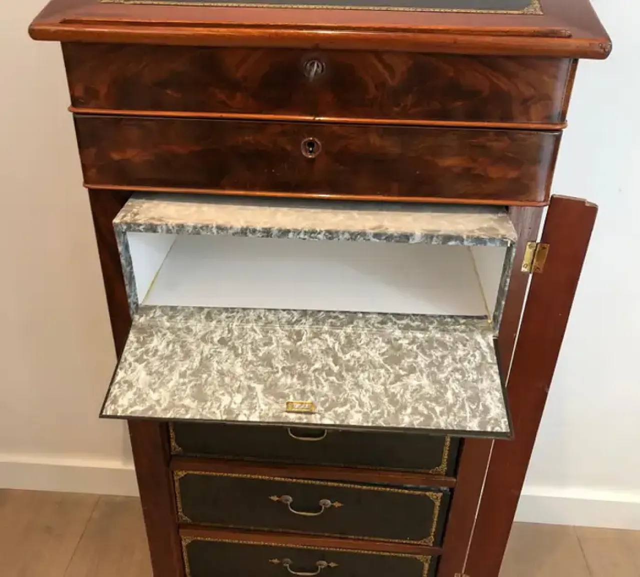 Mahogany and leather notary furniture, 1950s 12