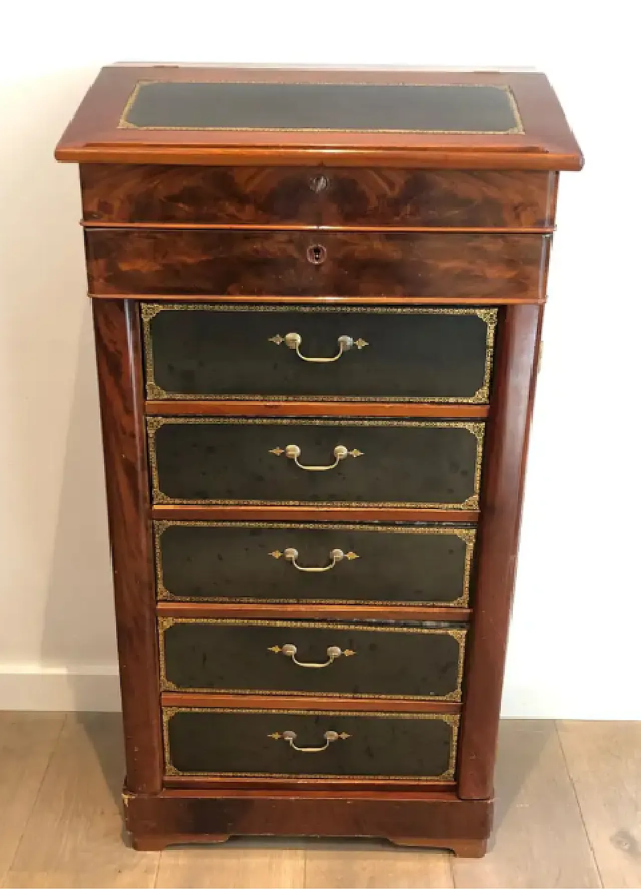 Mahogany and leather notary furniture, 1950s 15