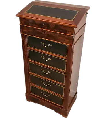 Mahogany and leather notary furniture, 1950s