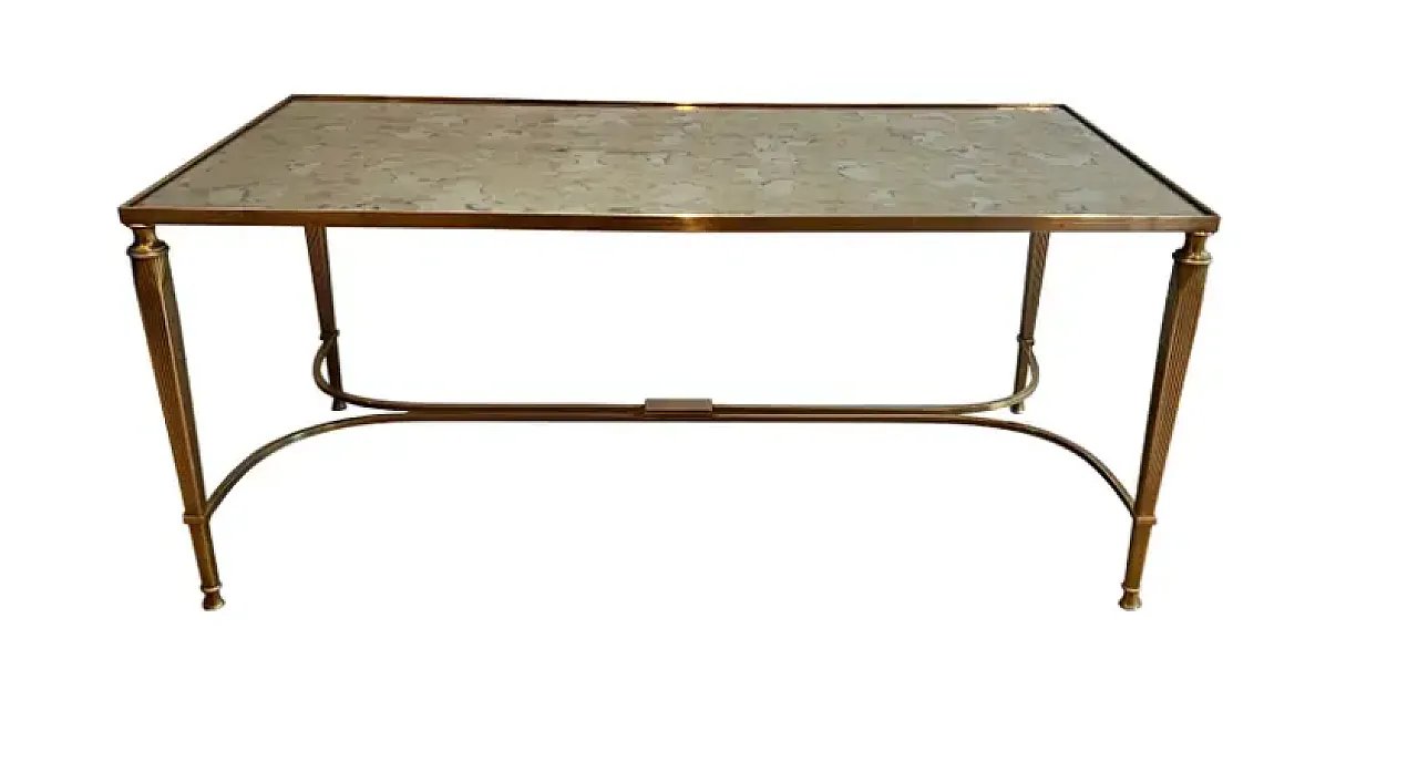 Brass coffee table with mirrored top, 1940s 1