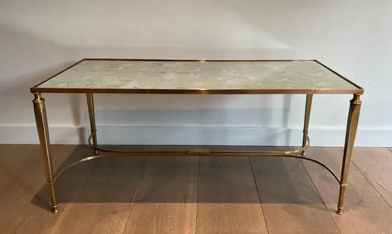 Brass coffee table with mirrored top, 1940s 8