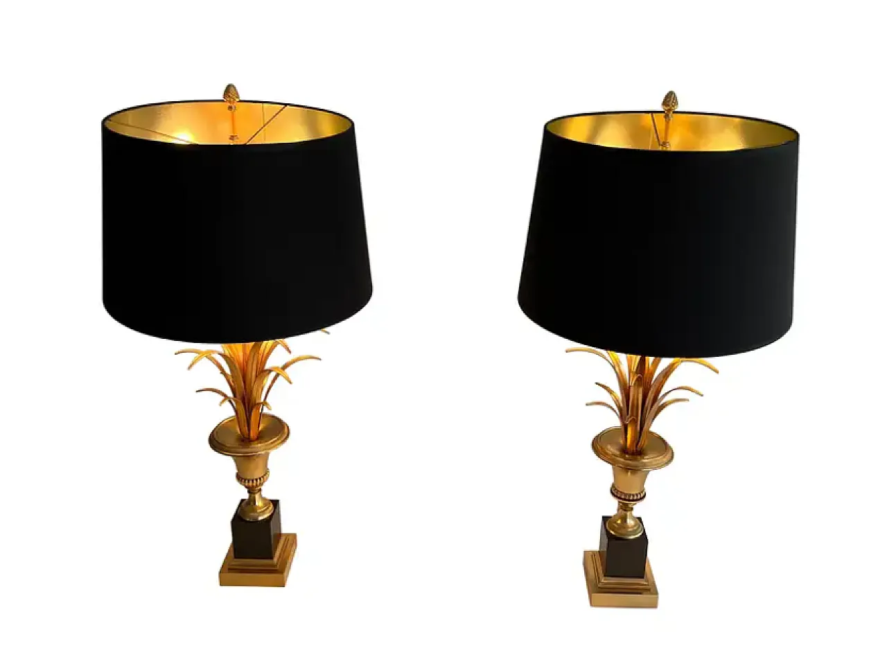 Pair of brass and chrome palm lamps, 1970s 1