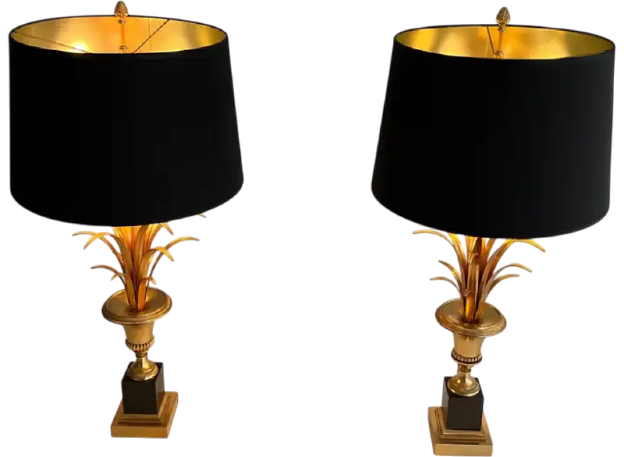 Pair of brass and chrome palm lamps, 1970s 11