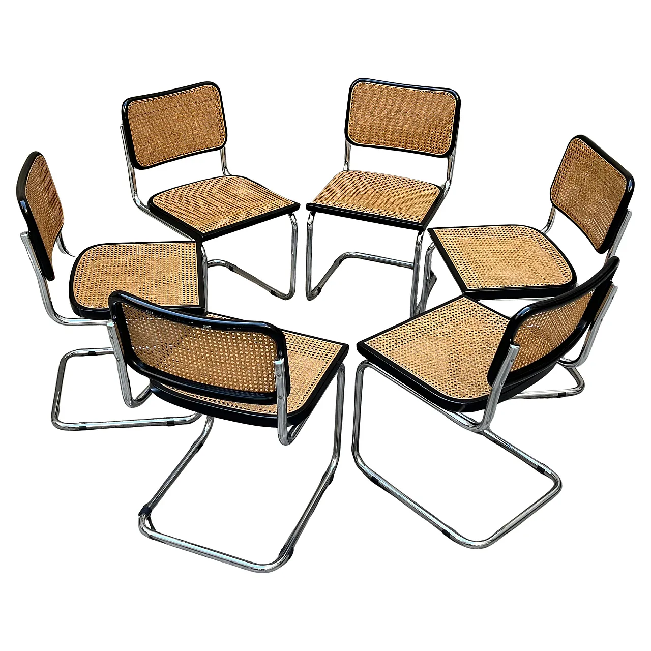 6 Chairs in the style of Marcel Breuer's Cesca model, 1980s 1