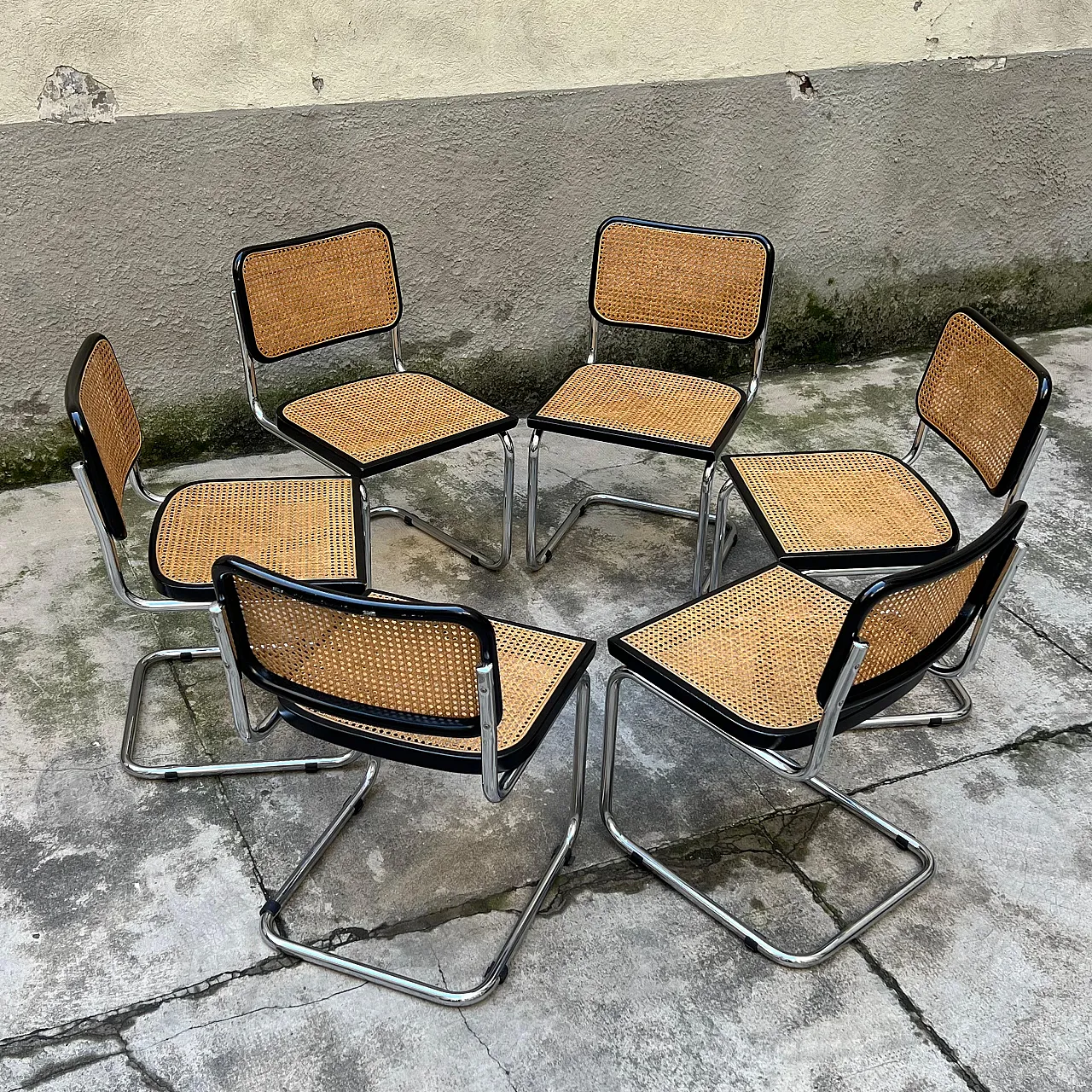 6 Chairs in the style of Marcel Breuer's Cesca model, 1980s 2