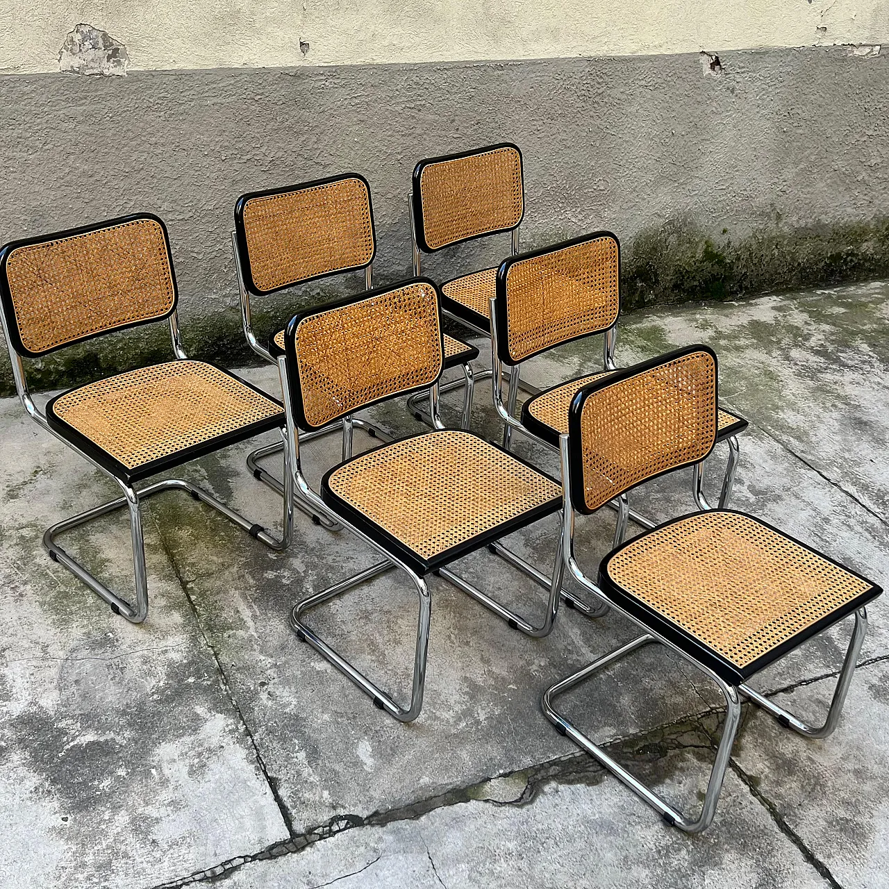 6 Chairs in the style of Marcel Breuer's Cesca model, 1980s 4