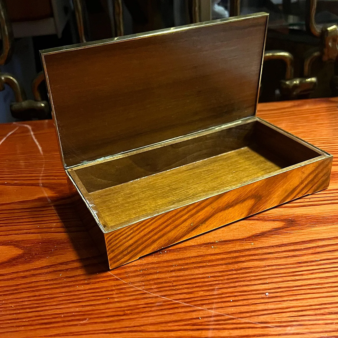 Jewellery box in brass and mother-of-pearl, 1970s 6