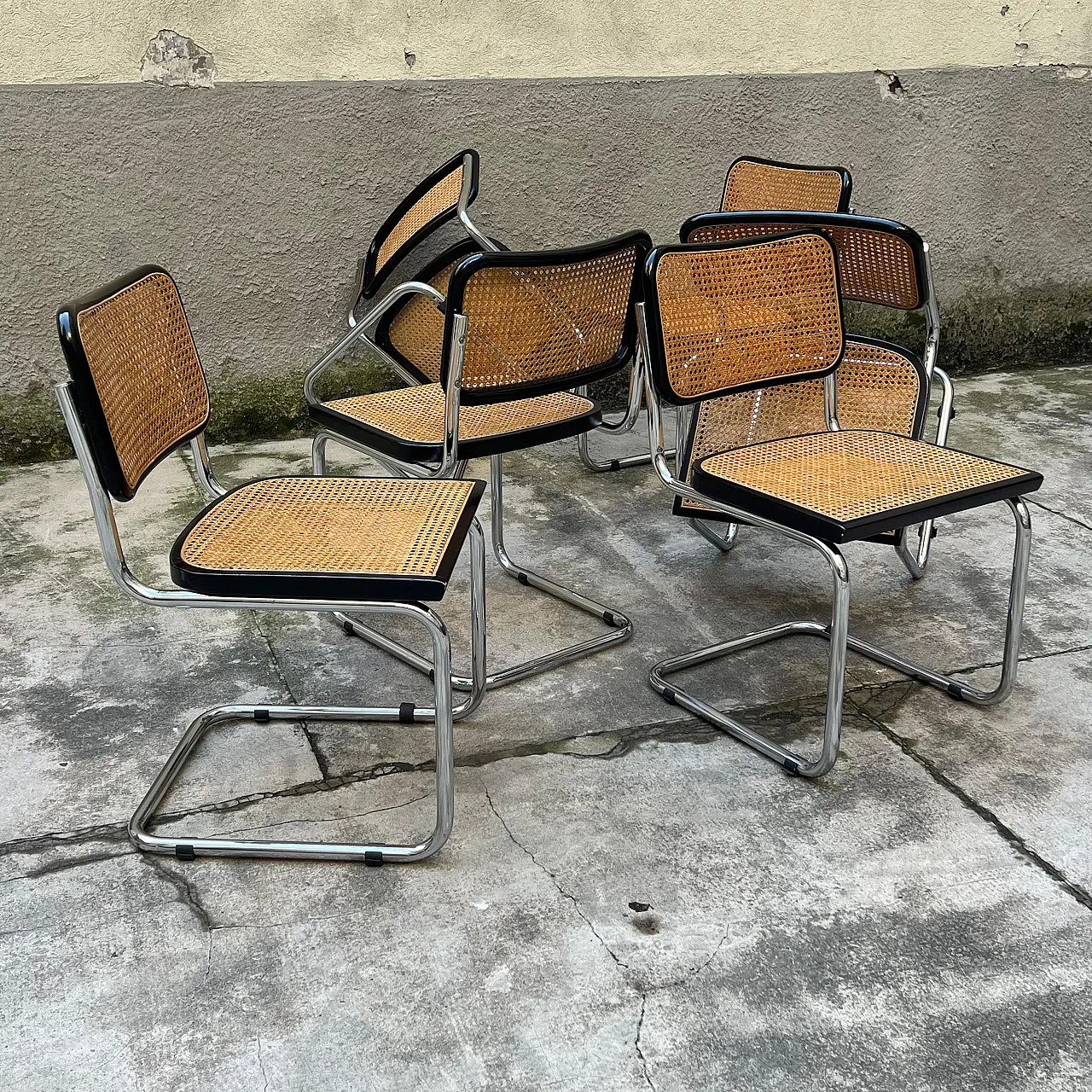 6 Chairs in the style of Marcel Breuer's Cesca model, 1980s 5