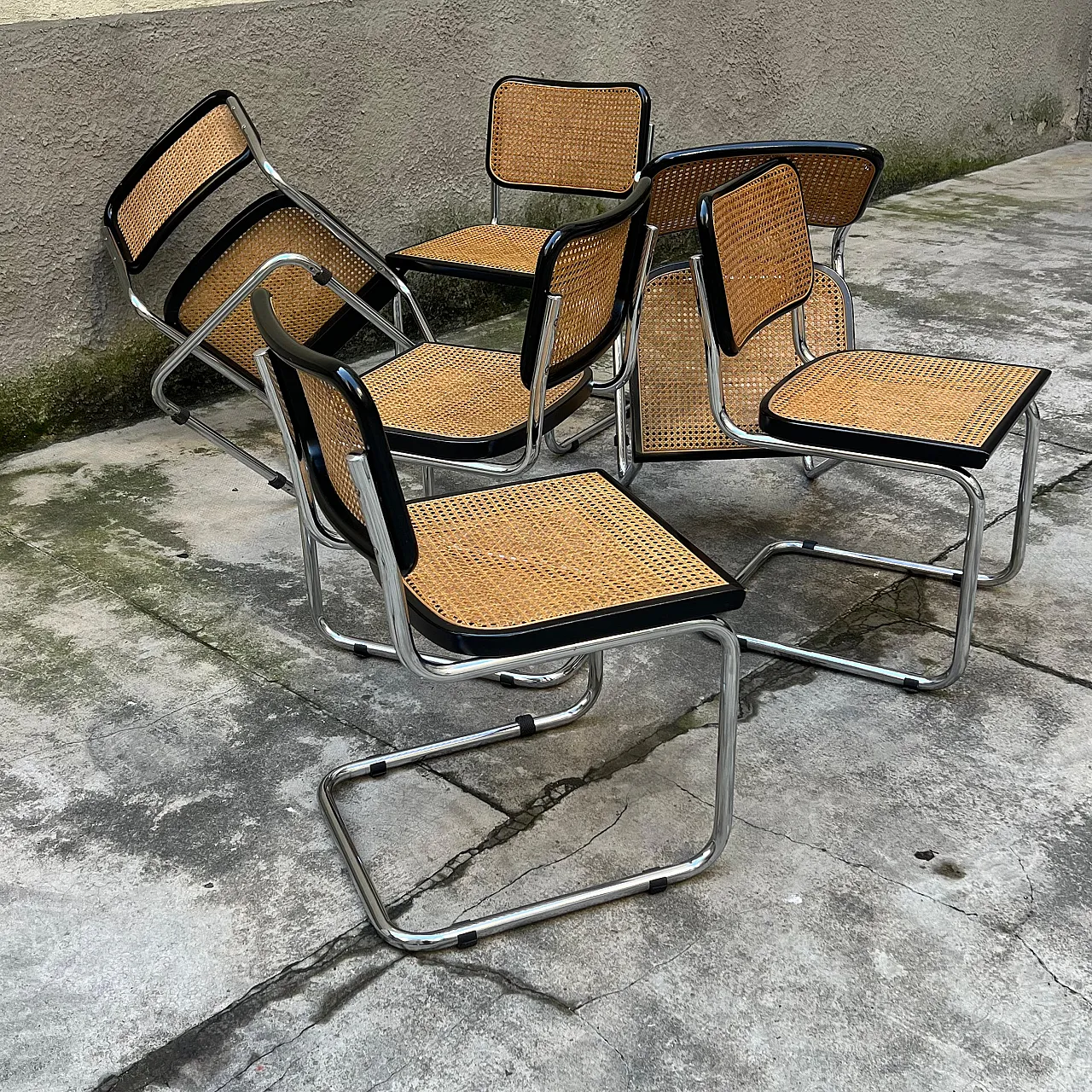 6 Chairs in the style of Marcel Breuer's Cesca model, 1980s 6