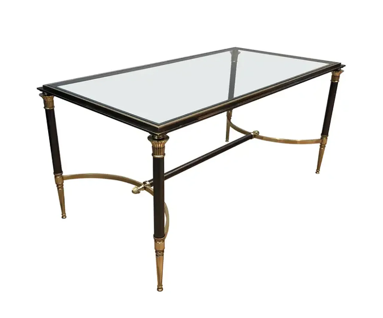 Brushed steel and brass coffee table by Maison Jansen, 1940s 1