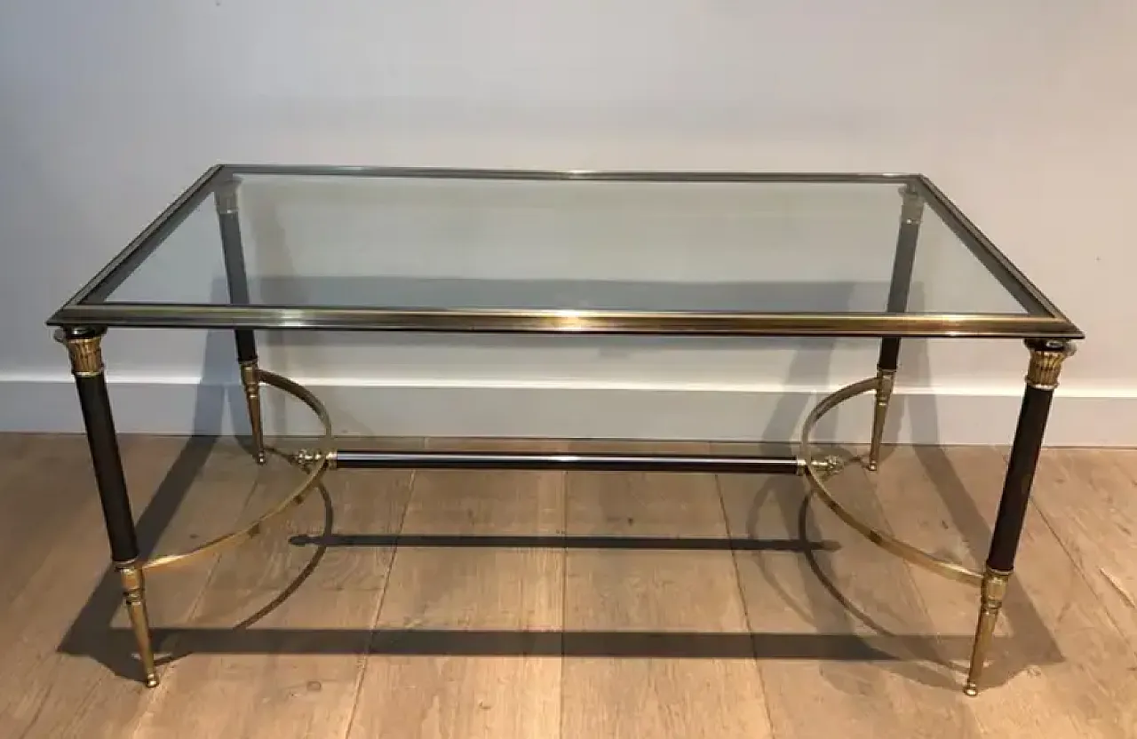 Brushed steel and brass coffee table by Maison Jansen, 1940s 2