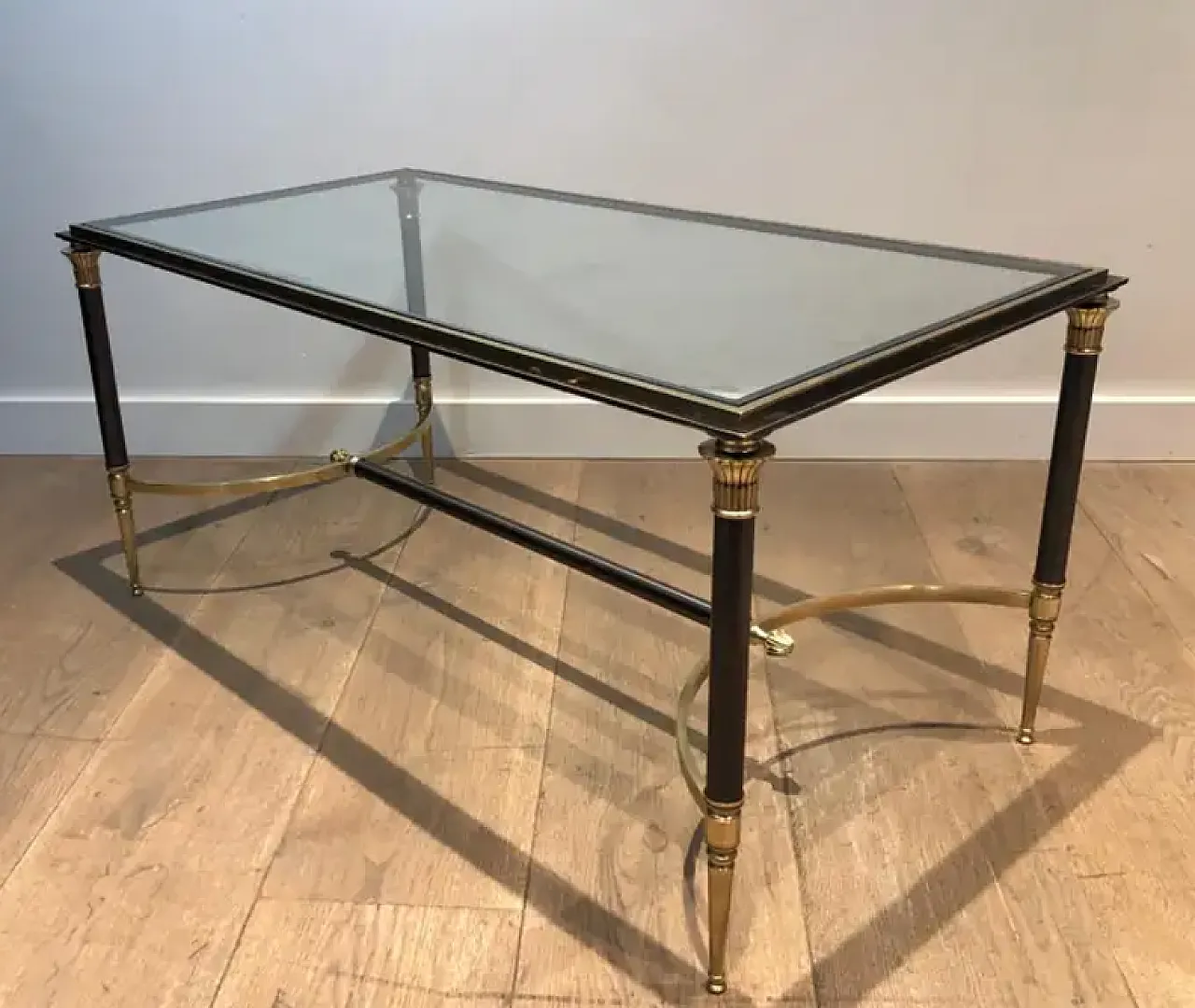 Brushed steel and brass coffee table by Maison Jansen, 1940s 4