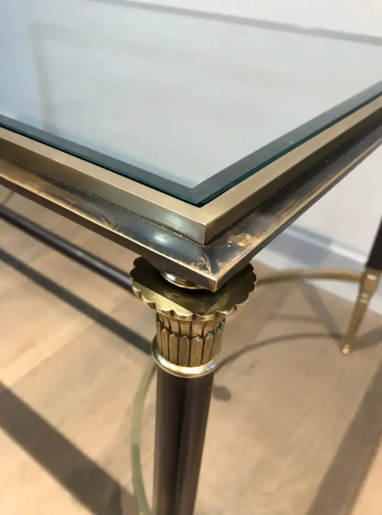 Brushed steel and brass coffee table by Maison Jansen, 1940s 5