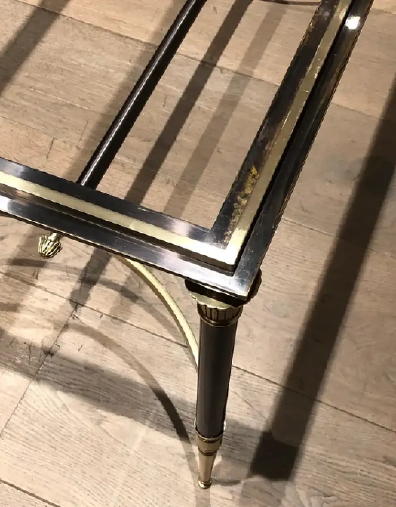 Brushed steel and brass coffee table by Maison Jansen, 1940s 13