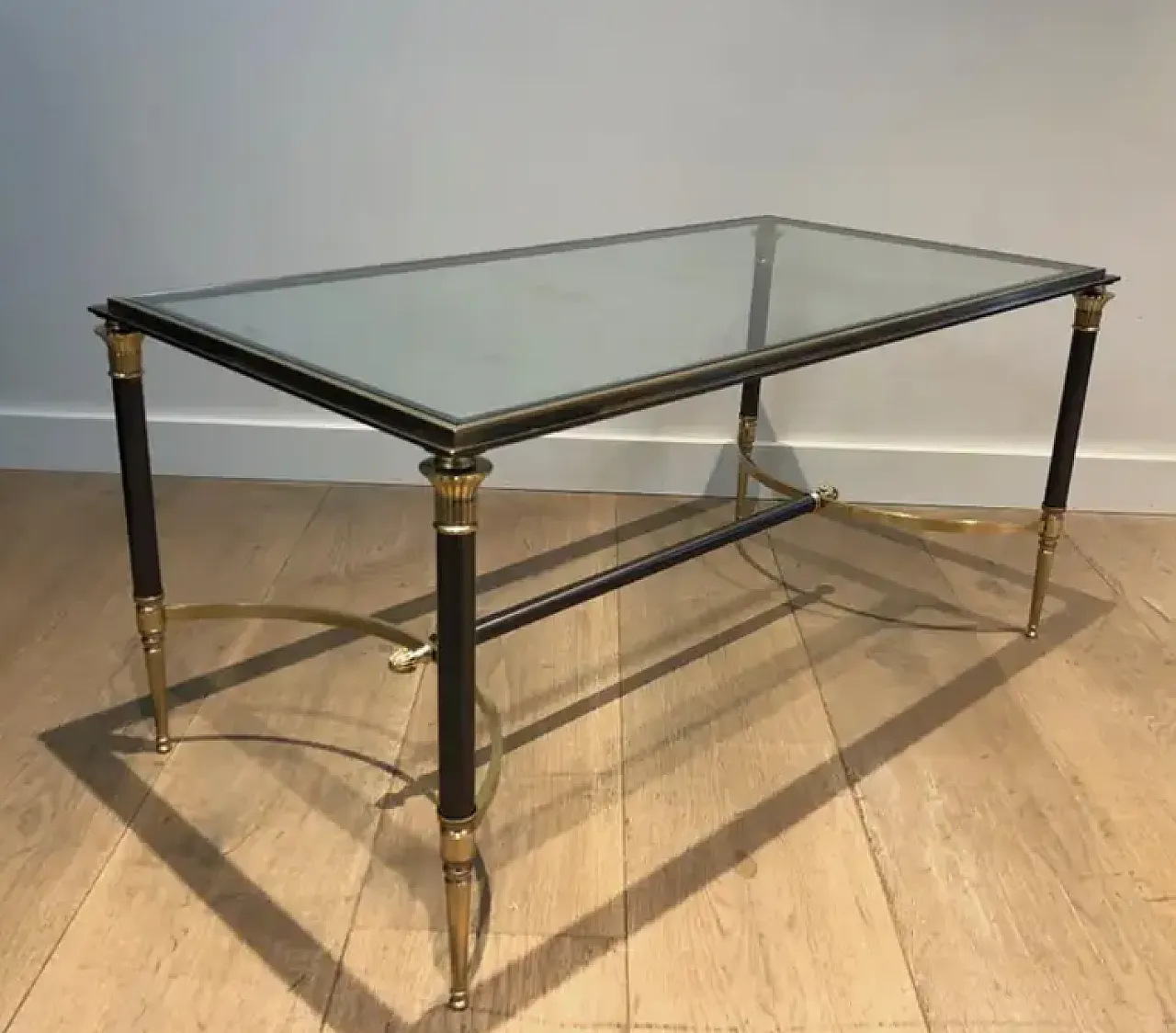 Brushed steel and brass coffee table by Maison Jansen, 1940s 14