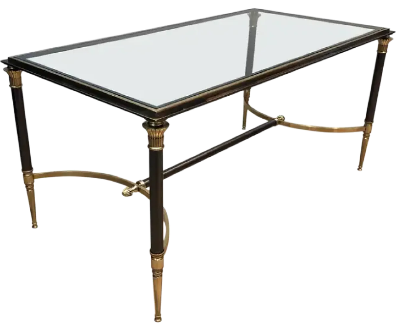 Brushed steel and brass coffee table by Maison Jansen, 1940s 15