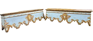 Pair of hand-painted Venetian Baroque benches, 18th century