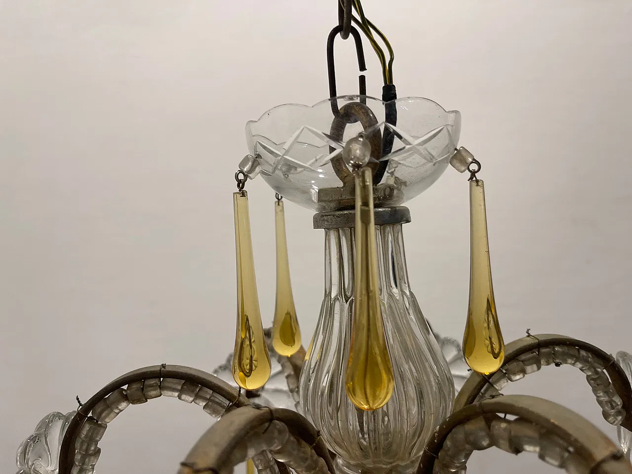 Crystal Beaded Murano Glass Drop Chandelier, 1950s 8