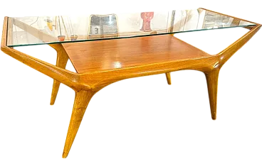 Rectangular coffee table in wood and glass by Carlo de Carli, 1950s