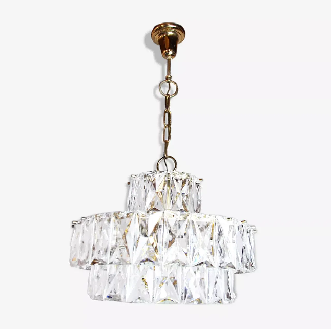 Kinkeldey metal and crystal chandelier, 1970s 1