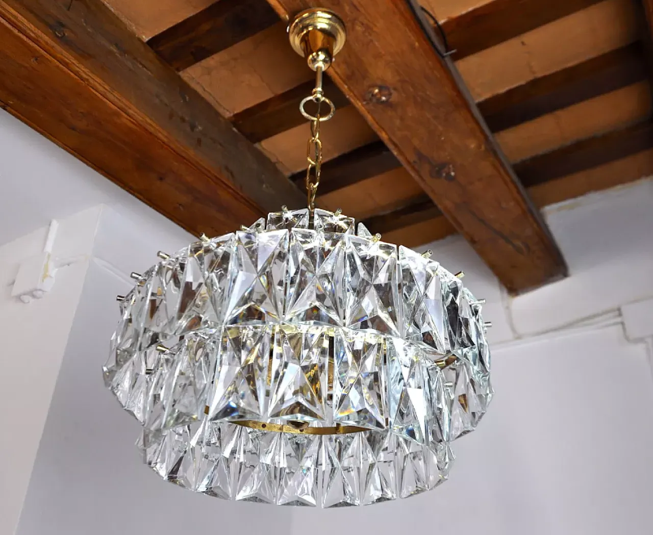 Kinkeldey metal and crystal chandelier, 1970s 3