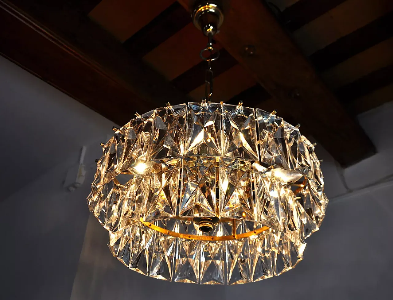 Kinkeldey metal and crystal chandelier, 1970s 8