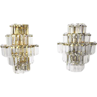 Pair of Kinkeldey metal and crystal wall lights, 1970s