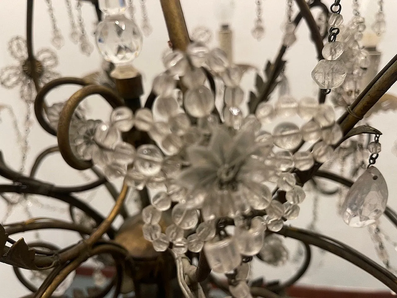 Large Macaroni Crystal Chandeliers, 1950s, Set of 2 12