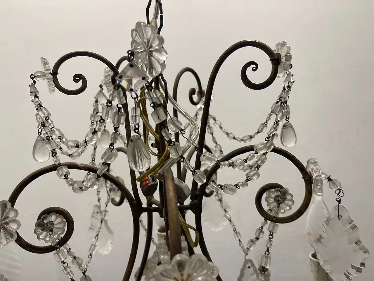 Large Macaroni Crystal Chandeliers, 1950s, Set of 2 15