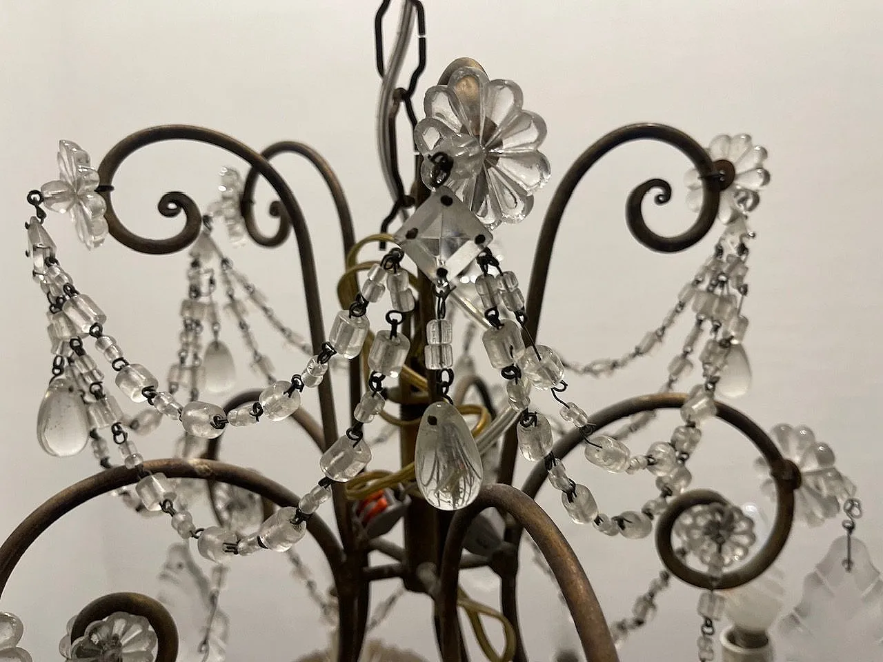 Large Macaroni Crystal Chandeliers, 1950s, Set of 2 17