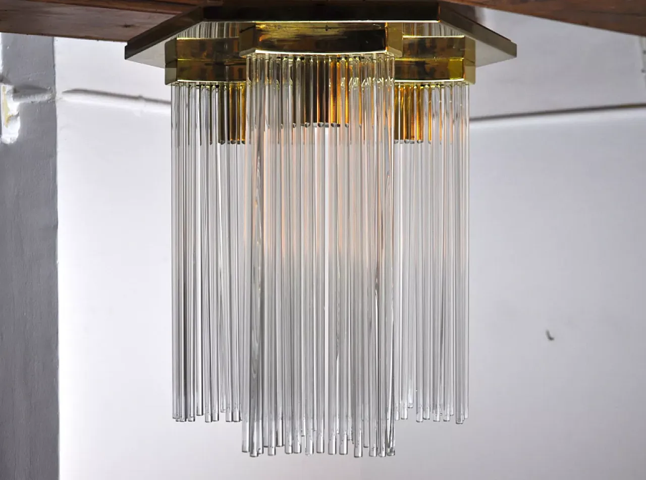 Murano glass and gilded metal ceiling lamp by Sciolari, 1970s 4