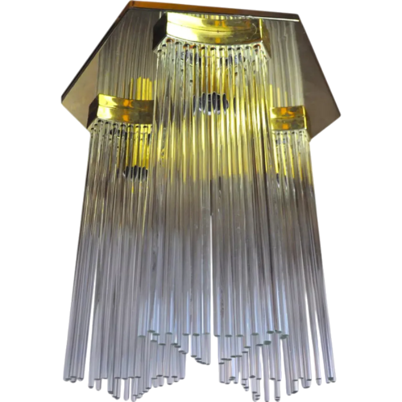 Murano glass and gilded metal ceiling lamp by Sciolari, 1970s 9